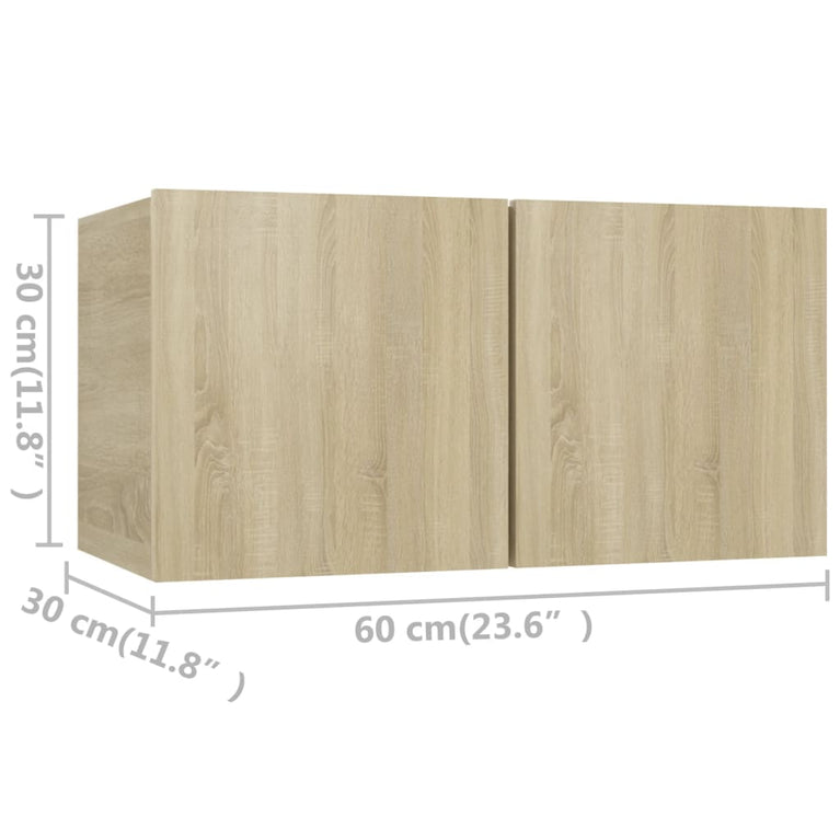 Tv-meubelen 4 st 60x30x30 cm spaanplaat sonoma eikenkleurig MeubelReus