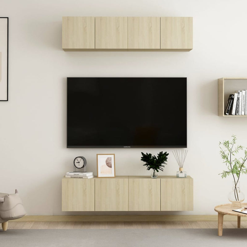Tv-meubelen 4 st 60x30x30 cm spaanplaat sonoma eikenkleurig MeubelReus