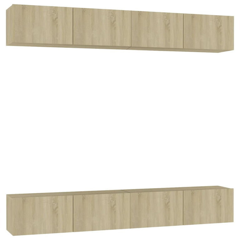 Tv-meubelen 4 st 100x30x30 cm spaanplaat sonoma eikenkleurig MeubelReus