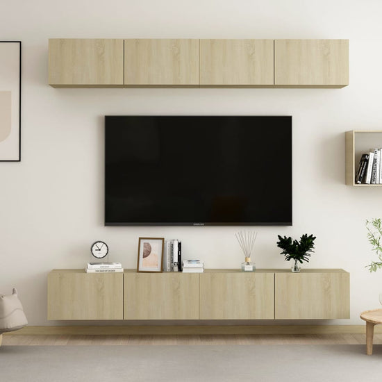 Tv-meubelen 4 st 100x30x30 cm spaanplaat sonoma eikenkleurig MeubelReus