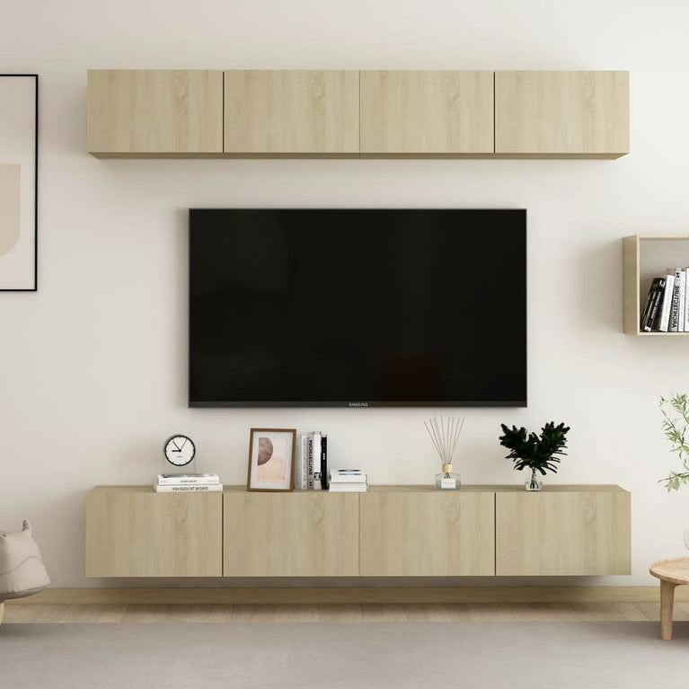 Tv-meubelen 4 st 100x30x30 cm spaanplaat sonoma eikenkleurig MeubelReus