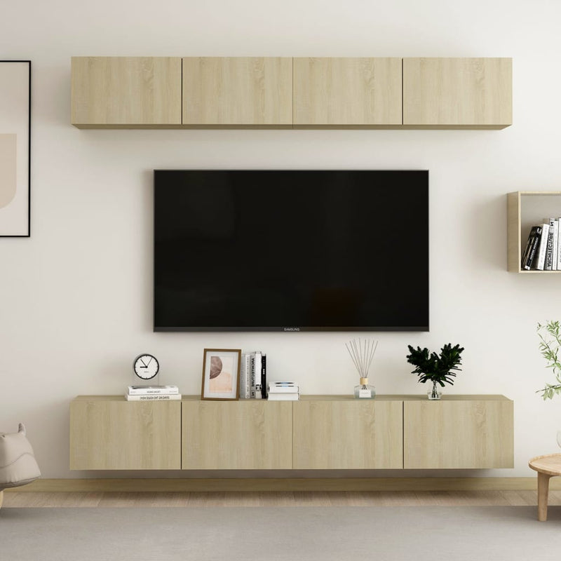 Tv-meubelen 4 st 100x30x30 cm spaanplaat sonoma eikenkleurig MeubelReus