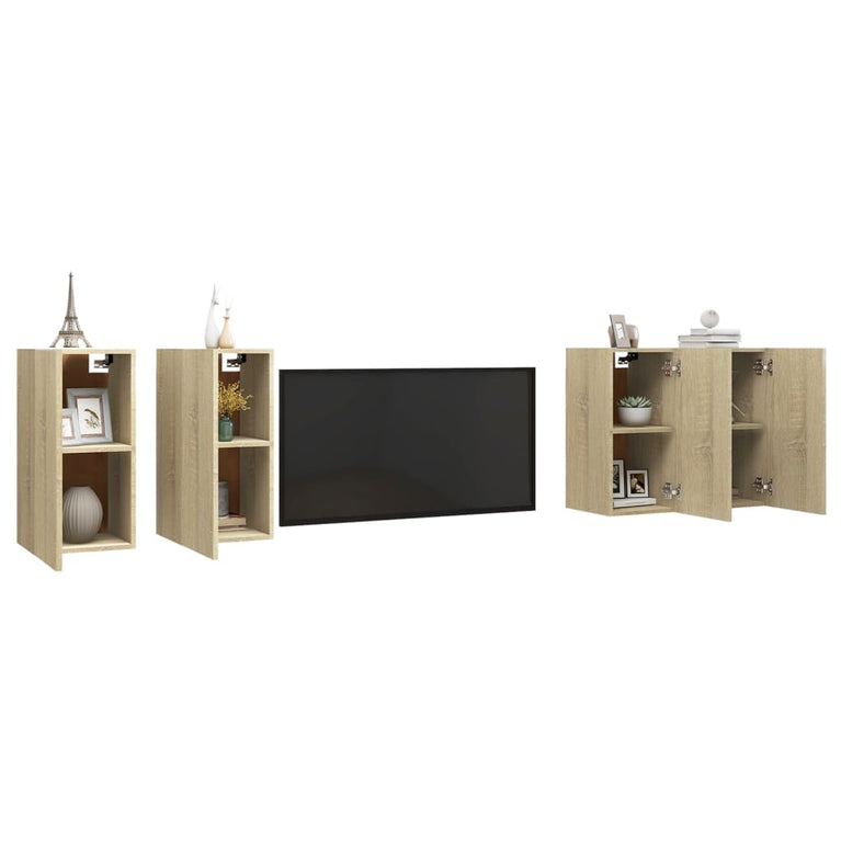 Tv-meubelen 4 st 30,5x30x60 cm spaanplaat sonoma eikenkleurig MeubelReus