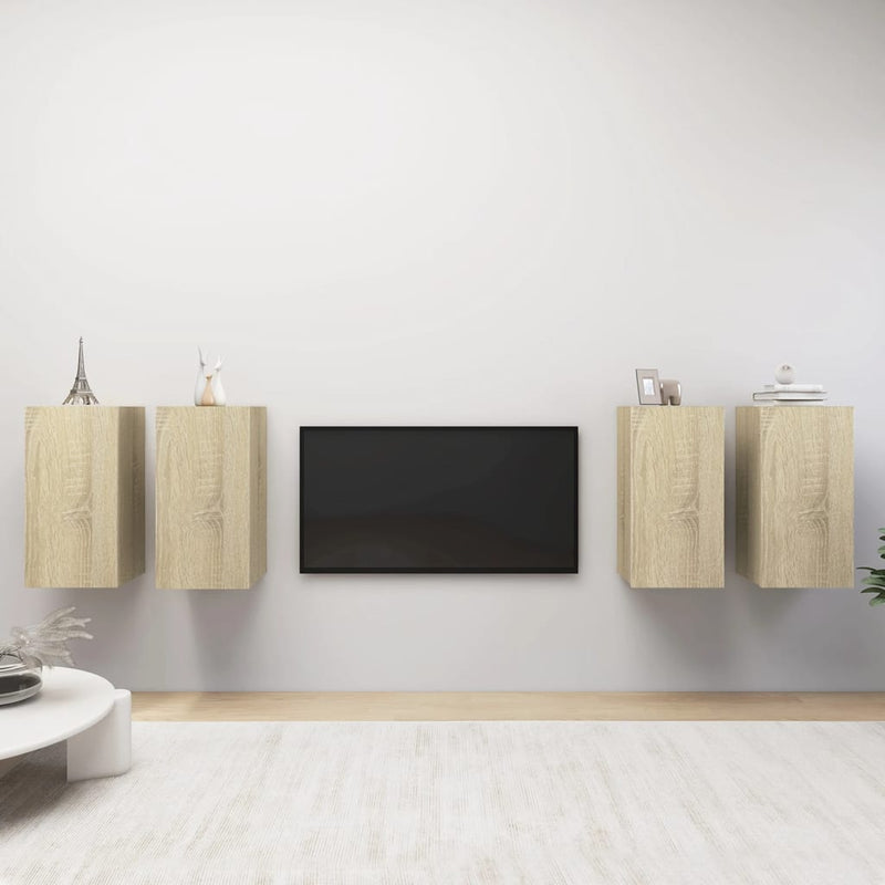 Tv-meubelen 4 st 30,5x30x60 cm spaanplaat sonoma eikenkleurig MeubelReus