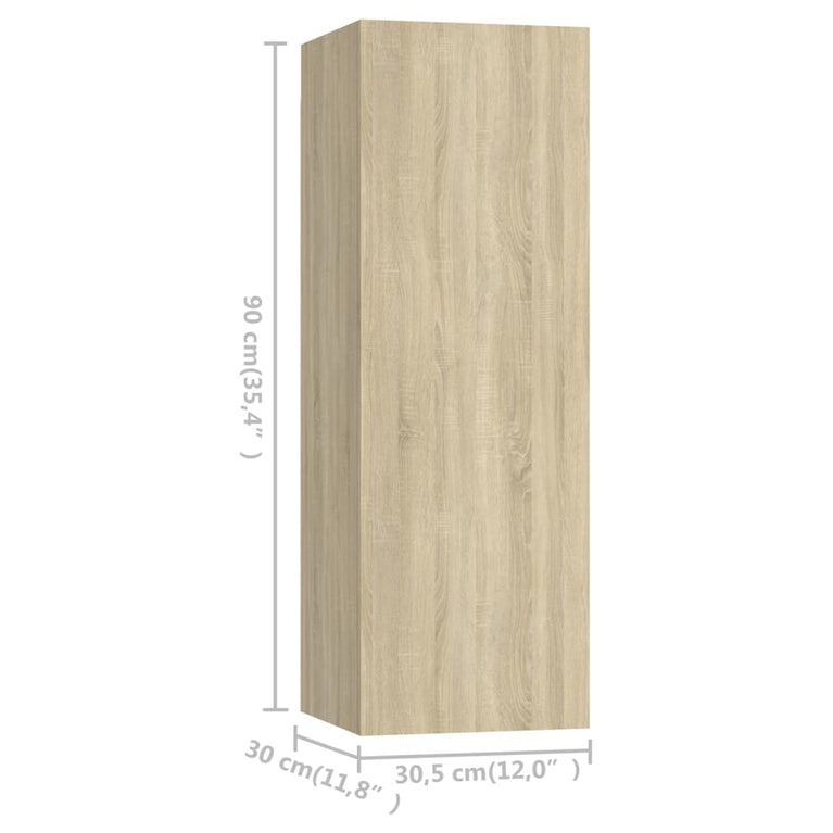 Tv-meubelen 4 st 30,5x30x90 cm spaanplaat sonoma eikenkleurig MeubelReus