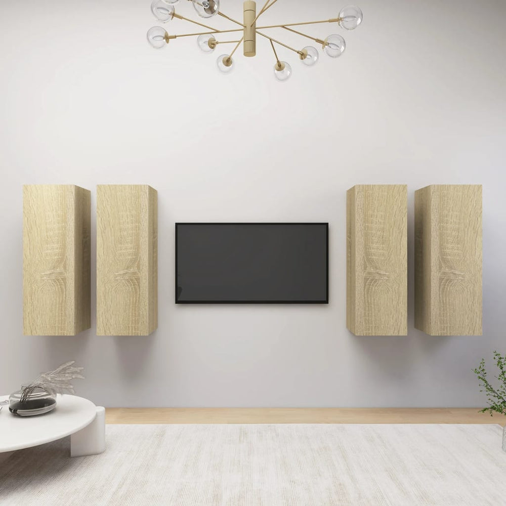 Tv-meubelen 4 st 30,5x30x90 cm spaanplaat sonoma eikenkleurig MeubelReus