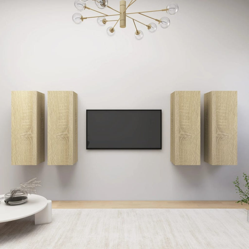 Tv-meubelen 4 st 30,5x30x90 cm spaanplaat sonoma eikenkleurig MeubelReus