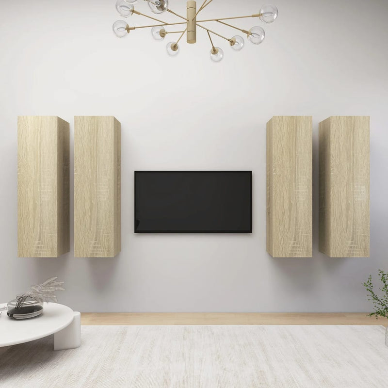 Tv-meubelen 4 st 30,5x30x110cm spaanplaat sonoma eikenkleurig MeubelReus