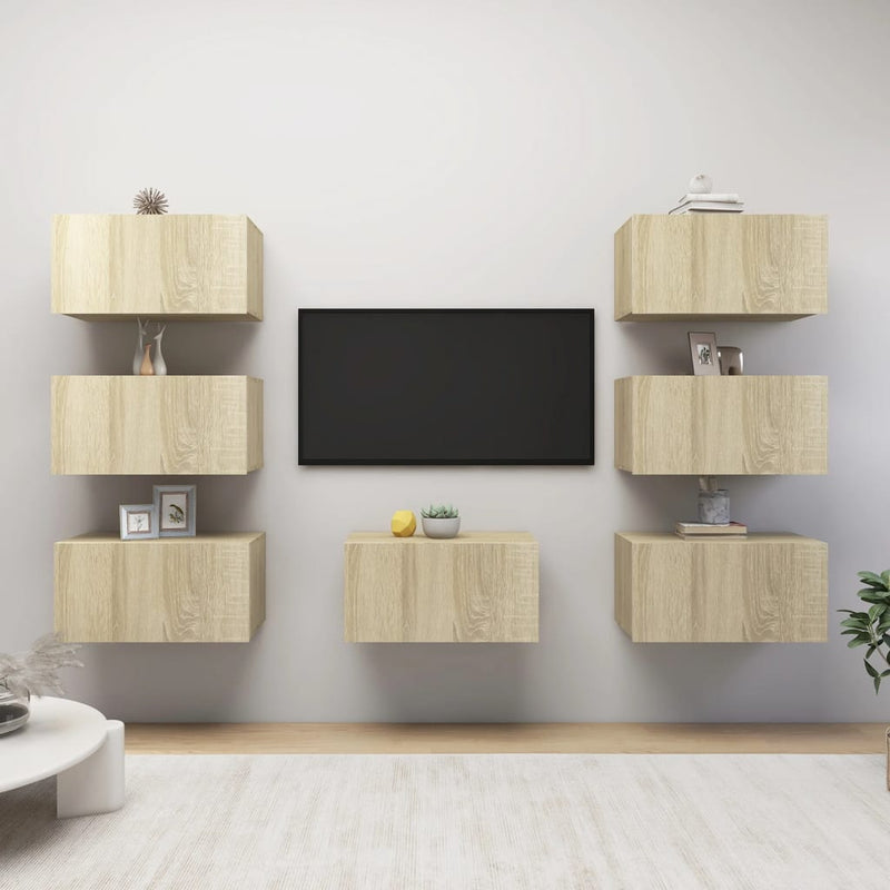 Tv-meubelen 7 st 30,5x30x60 cm spaanplaat sonoma eikenkleurig MeubelReus