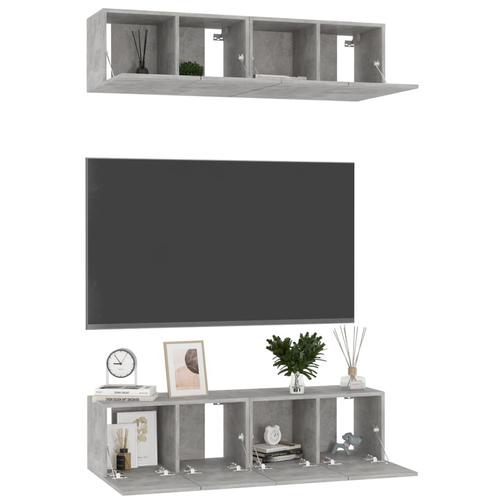 Tv-meubelen 4 st 60x30x30 cm spaanplaat betongrijs MeubelReus