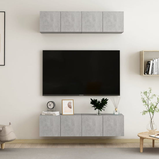 Tv-meubelen 4 st 60x30x30 cm spaanplaat betongrijs MeubelReus