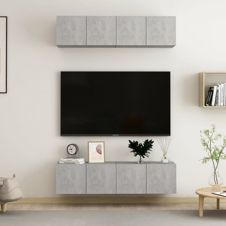 Tv-meubelen 4 st 60x30x30 cm spaanplaat betongrijs MeubelReus