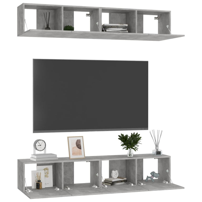 Tv-meubelen 4 st 80x30x30 cm spaanplaat betongrijs MeubelReus