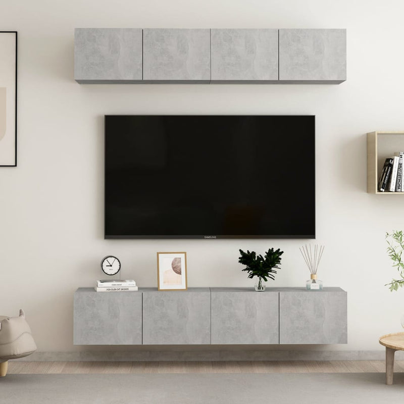 Tv-meubelen 4 st 80x30x30 cm spaanplaat betongrijs MeubelReus