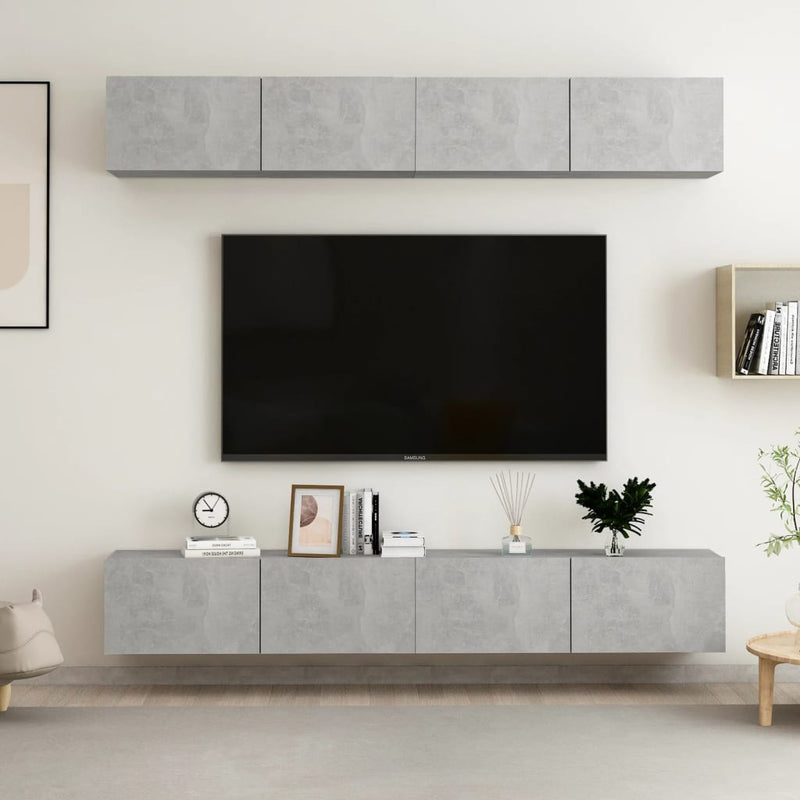 Tv-meubelen 4 st 100x30x30 cm spaanplaat betongrijs MeubelReus