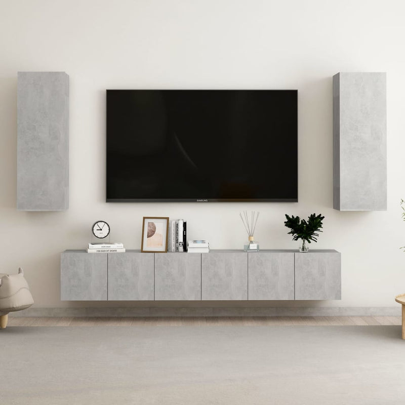 5-delige Tv-meubelset spaanplaat betongrijs