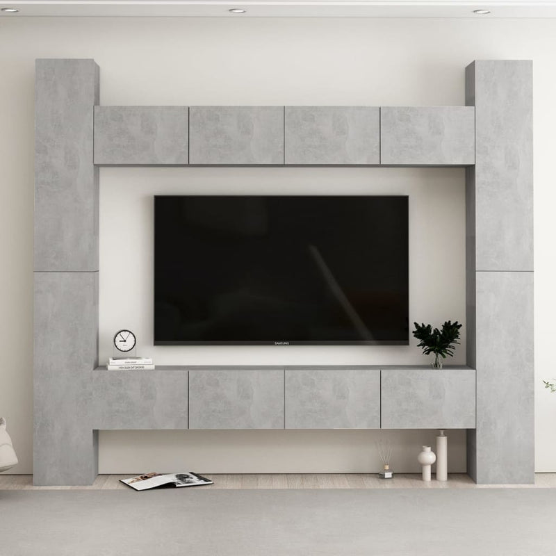 8-delige Tv-meubelset spaanplaat betongrijs MeubelReus