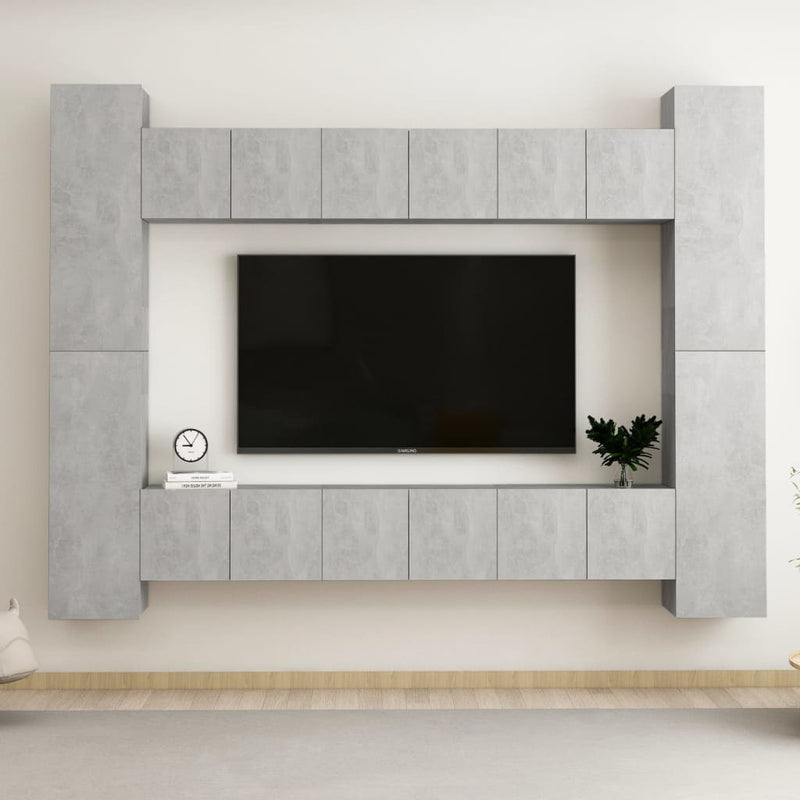 10-delige Tv-meubelset spaanplaat betongrijs