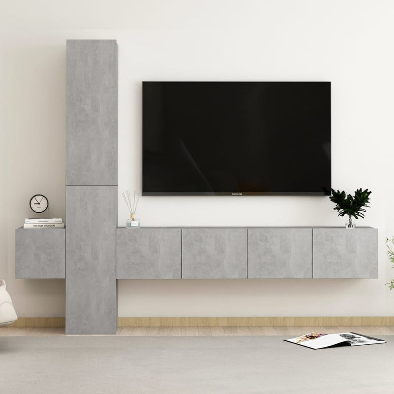 5-delige Tv-meubelset spaanplaat betongrijs