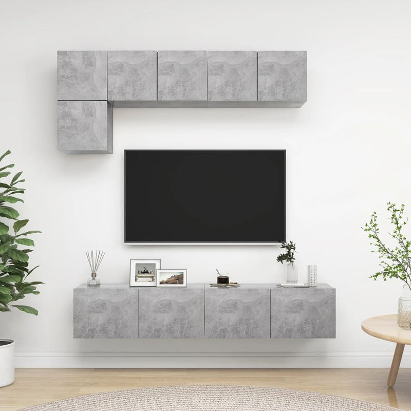 5-delige Tv-meubelset spaanplaat betongrijs MeubelReus