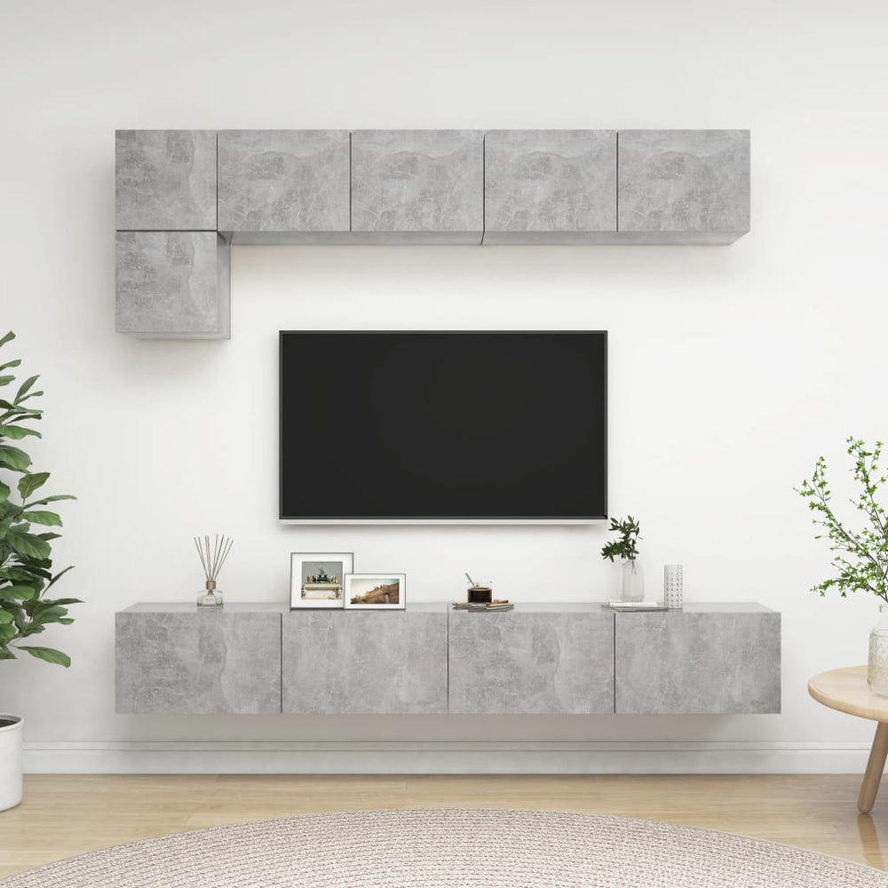 5-delige Tv-meubelset spaanplaat betongrijs MeubelReus