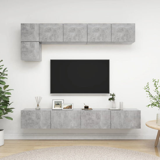 5-delige Tv-meubelset spaanplaat betongrijs MeubelReus