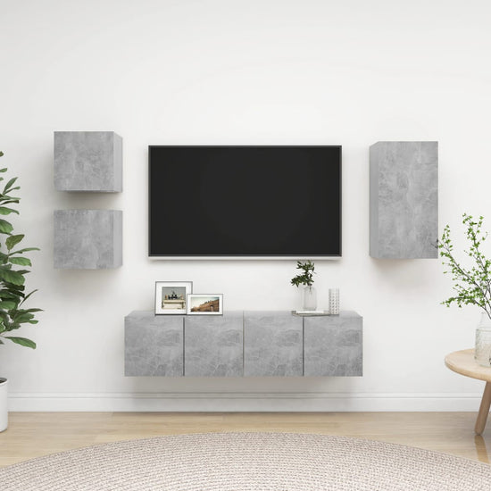 5-delige Tv-meubelset spaanplaat betongrijs MeubelReus