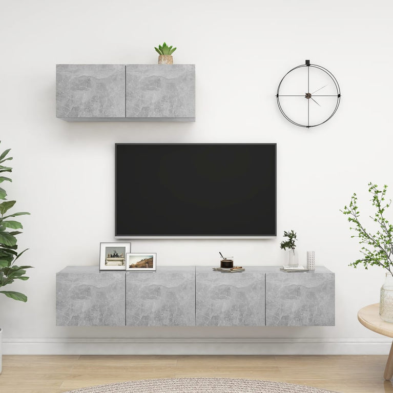 Tv-meubelen 3 st spaanplaat betongrijs MeubelReus