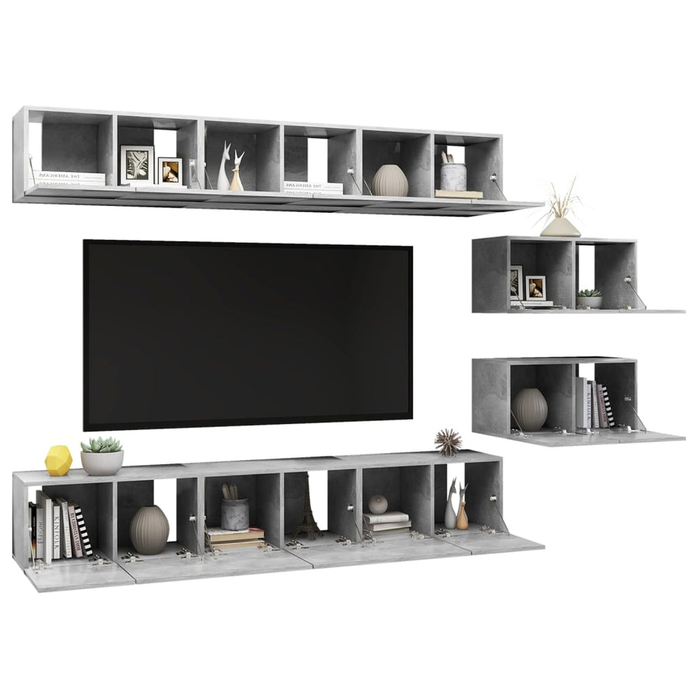 Tv-meubelen 8 st spaanplaat betongrijs MeubelReus