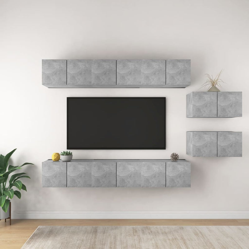 Tv-meubelen 8 st spaanplaat betongrijs MeubelReus