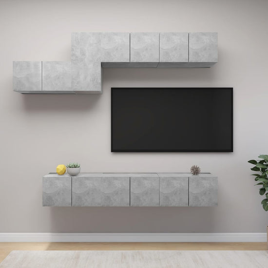 7-delige Tv-meubelset spaanplaat betongrijs MeubelReus