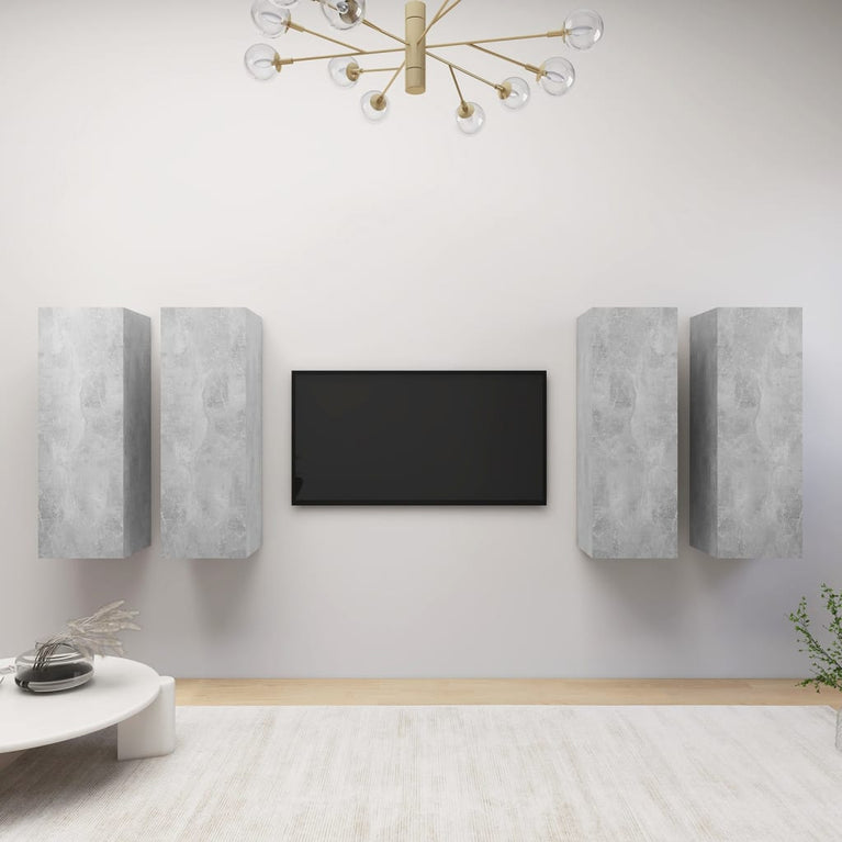 Tv-meubelen 4 st 30,5x30x90 cm spaanplaat betongrijs