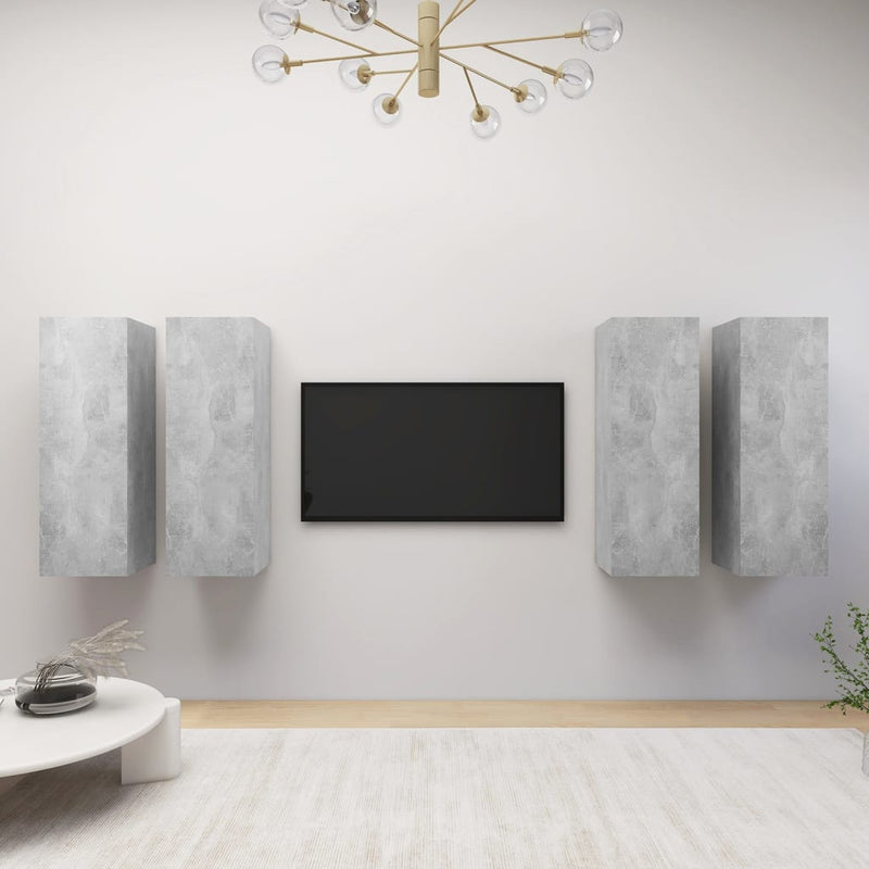 Tv-meubelen 4 st 30,5x30x90 cm spaanplaat betongrijs