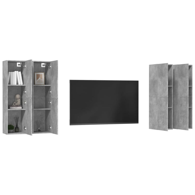 Tv-meubelen 4 st 30,5x30x110 cm spaanplaat betongrijs MeubelReus
