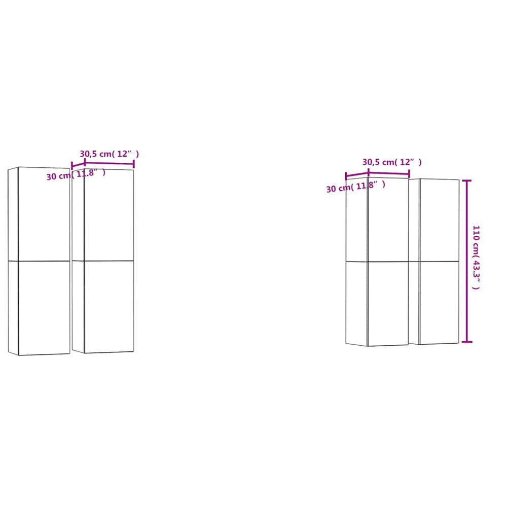 Tv-meubelen 4 st 30,5x30x110 cm spaanplaat betongrijs MeubelReus