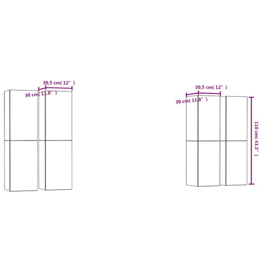 Tv-meubelen 4 st 30,5x30x110 cm spaanplaat betongrijs MeubelReus