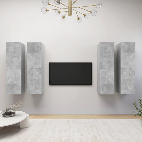 Tv-meubelen 4 st 30,5x30x110 cm spaanplaat betongrijs MeubelReus