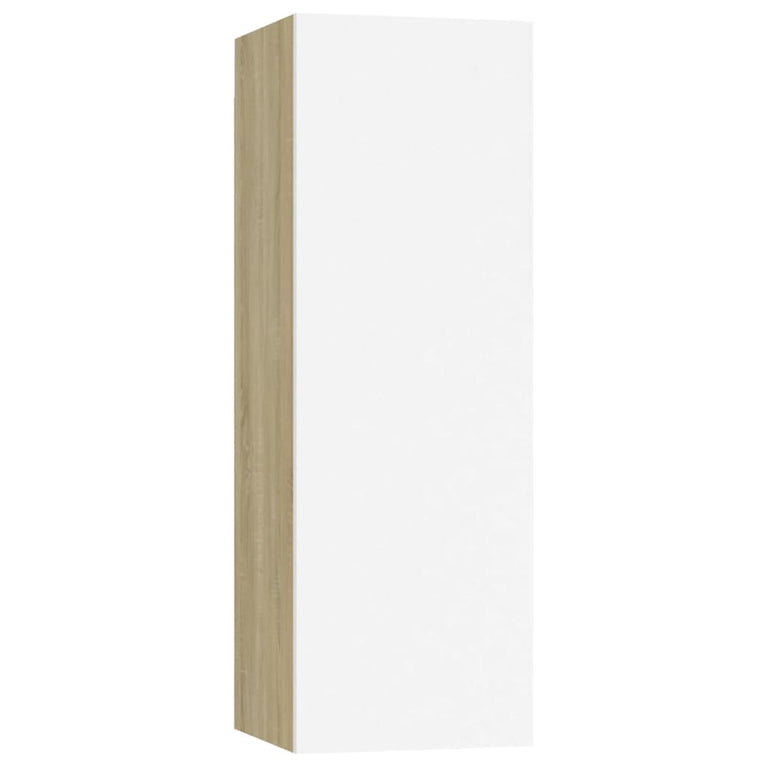 Tv-meubelen 4 st 30,5x30x90 cm spaanplaat wit sonoma eikenkleur