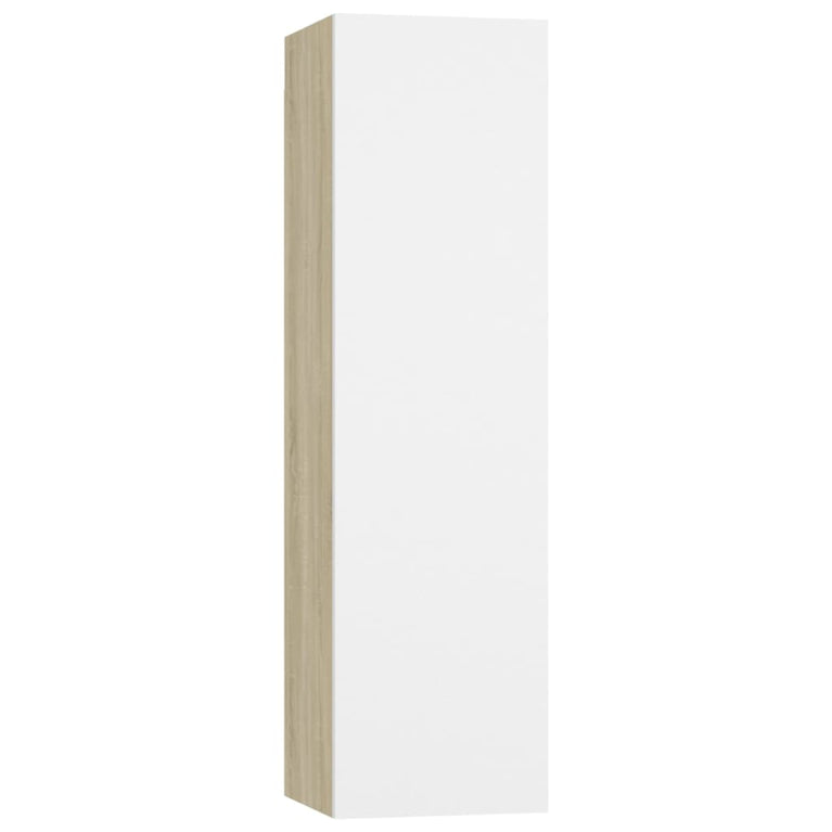 Tv-meubelen 4 st 30,5x30x110cm spaanplaat wit sonoma eikenkleur