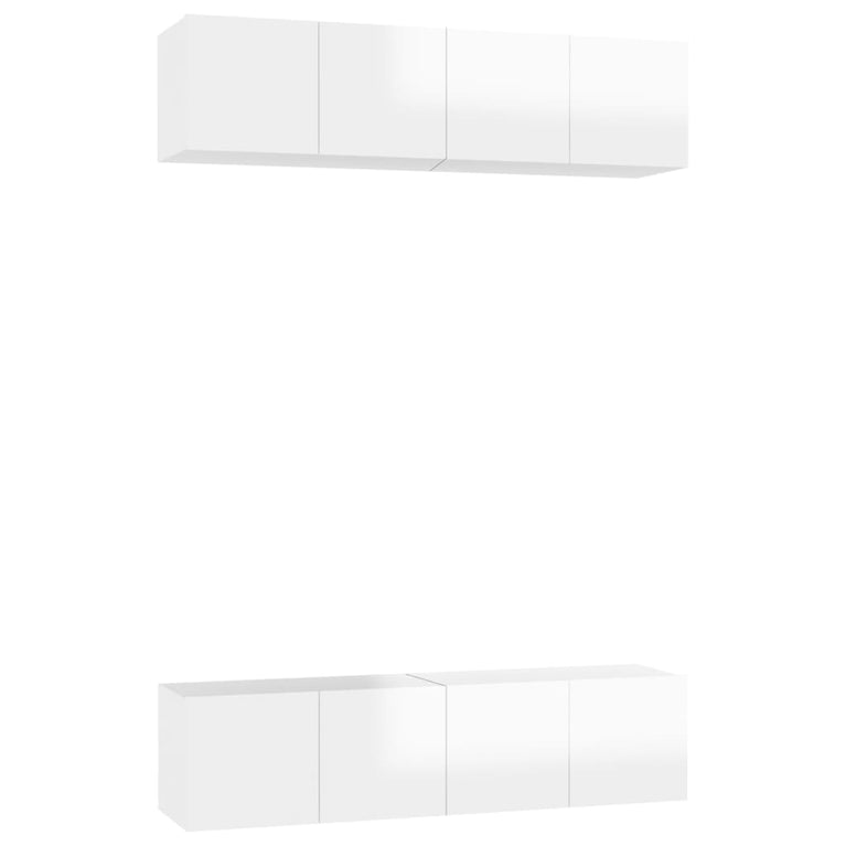 Tv-meubelen 4 st 60x30x30 cm spaanplaat hoogglans wit MeubelReus