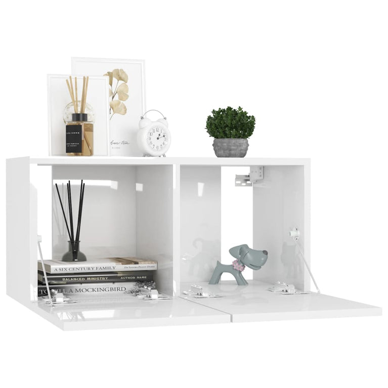 Tv-meubelen 4 st 60x30x30 cm spaanplaat hoogglans wit MeubelReus