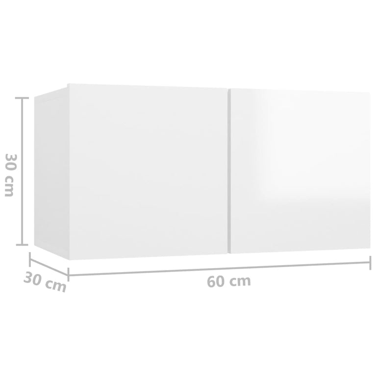 Tv-meubelen 4 st 60x30x30 cm spaanplaat hoogglans wit MeubelReus