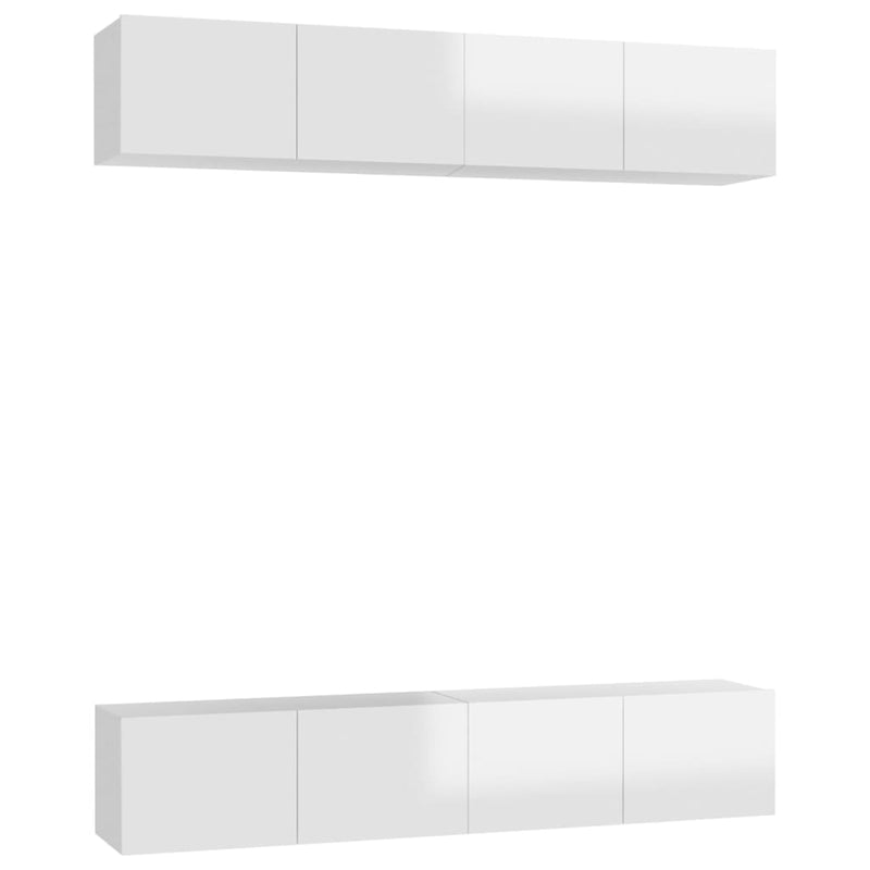 Tv-meubelen 4 st 80x30x30 cm spaanplaat hoogglans wit MeubelReus