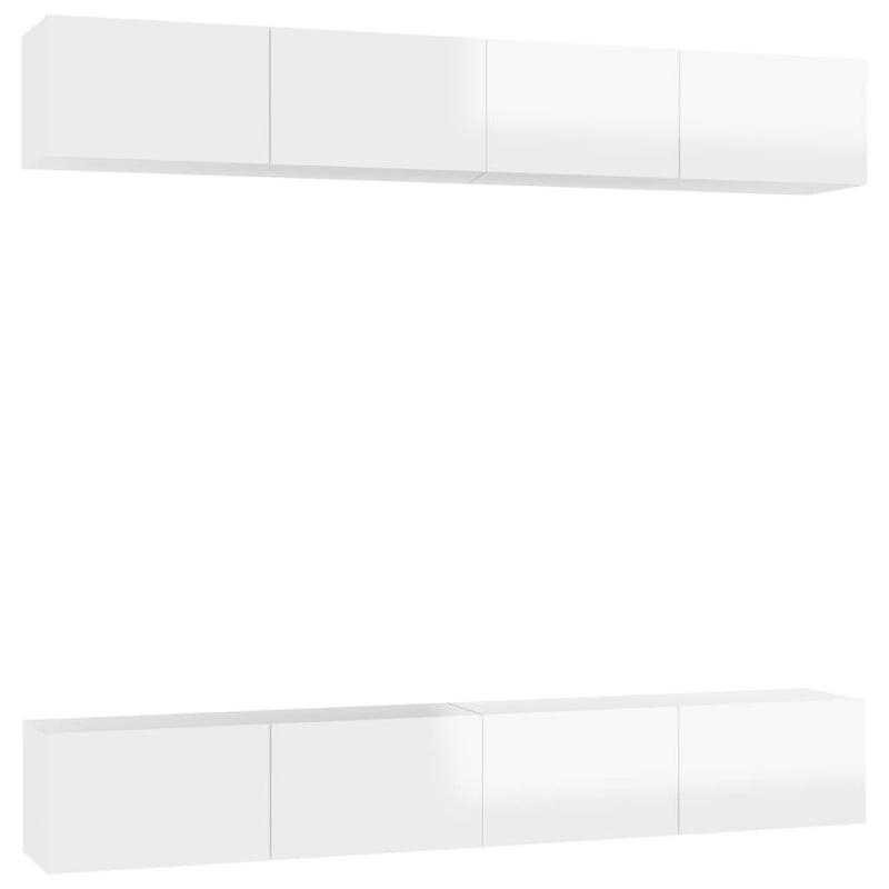 Tv-meubelen 4 st 100x30x30 cm spaanplaat hoogglans wit MeubelReus
