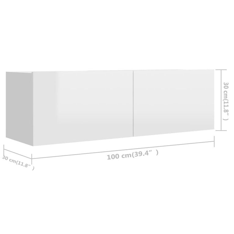 Tv-meubelen 4 st 100x30x30 cm spaanplaat hoogglans wit MeubelReus