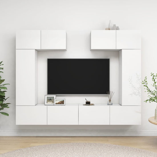 6-delige Tv-meubelset spaanplaat hoogglans wit MeubelReus