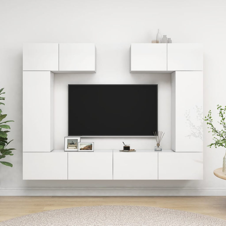 6-delige Tv-meubelset spaanplaat hoogglans wit MeubelReus