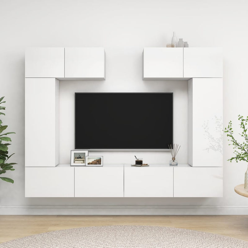 6-delige Tv-meubelset spaanplaat hoogglans wit MeubelReus