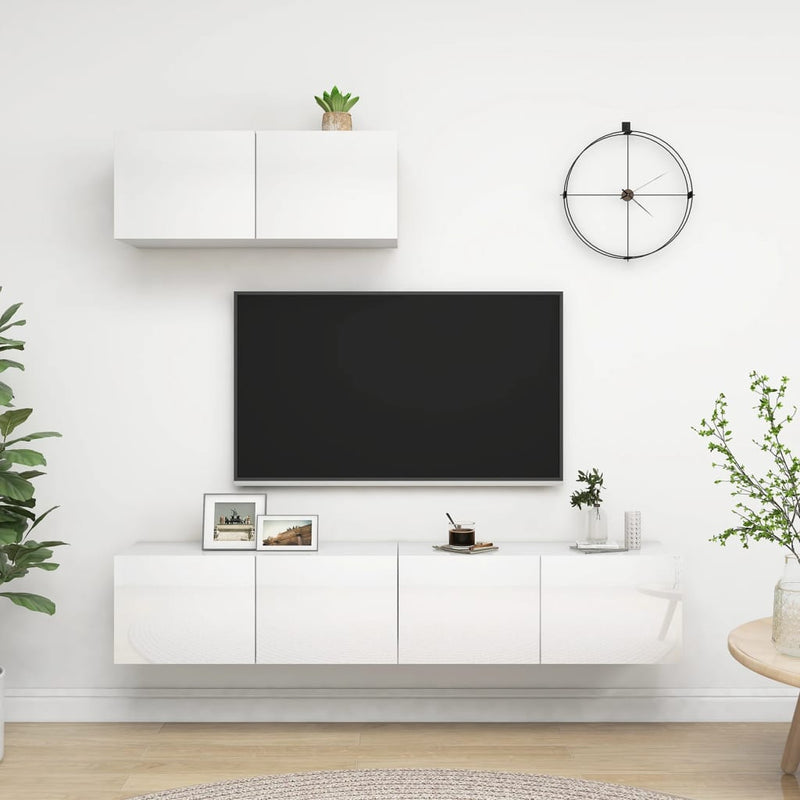 Tv-meubelen 3 st spaanplaat hoogglans wit MeubelReus