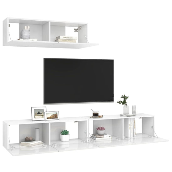 Tv-meubelen 3 st spaanplaat hoogglans wit MeubelReus